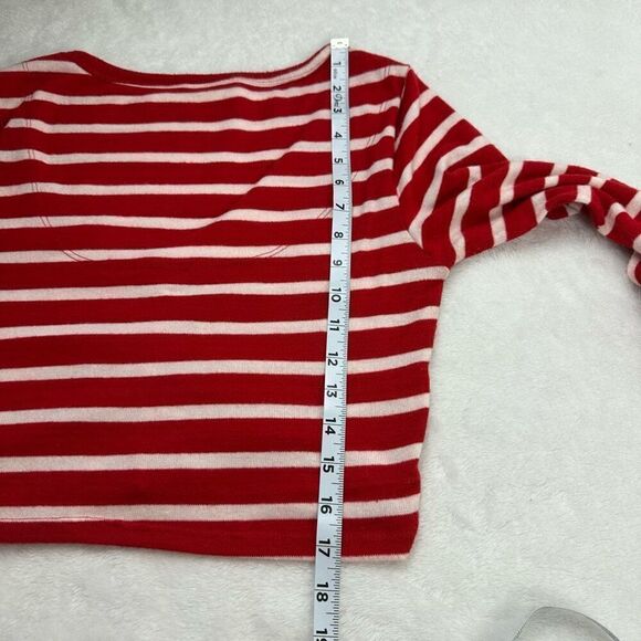 Colsie Women's L 2Pc Crop Top Pajama Lounge Set Red And White Stripes Preppy - Picture 10 of 13